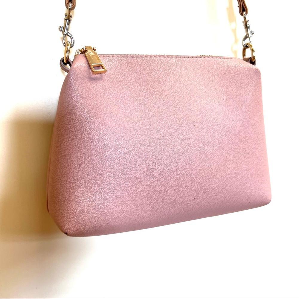 Madison West Leather Crossbody Bag Mauve Pink